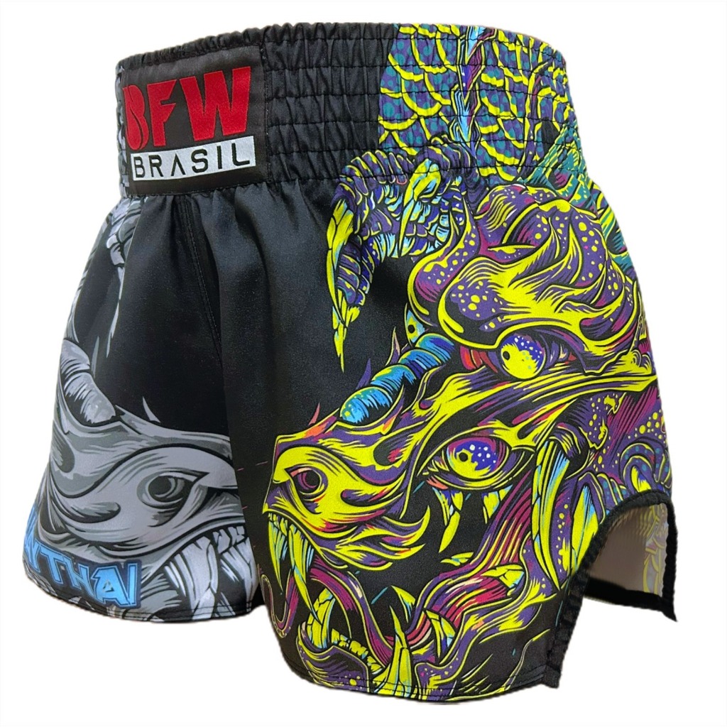 Short Muay Thai Calção Básico Unissex - Dragão Verde