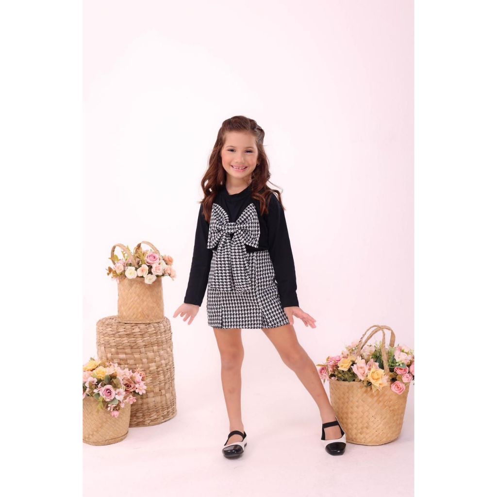 Lançamento Conjunto Max Laço Blusa Canelada+ Shorts Saia Infanto-juvenil Fashion
