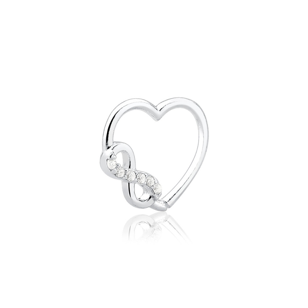 Piercing de Prata 925 Argola Coração com Infinito em Oferta na Shopee