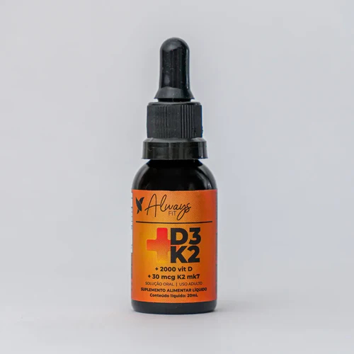 Vitamina D3+K2 (MK-7) em Gotas - 2000 UI D3 e 30 mcg K2 por Dose - 20ml - 1 Unidade