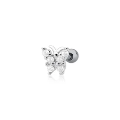Piercing de Prata 925 Tragus Borboleta com Zircônias