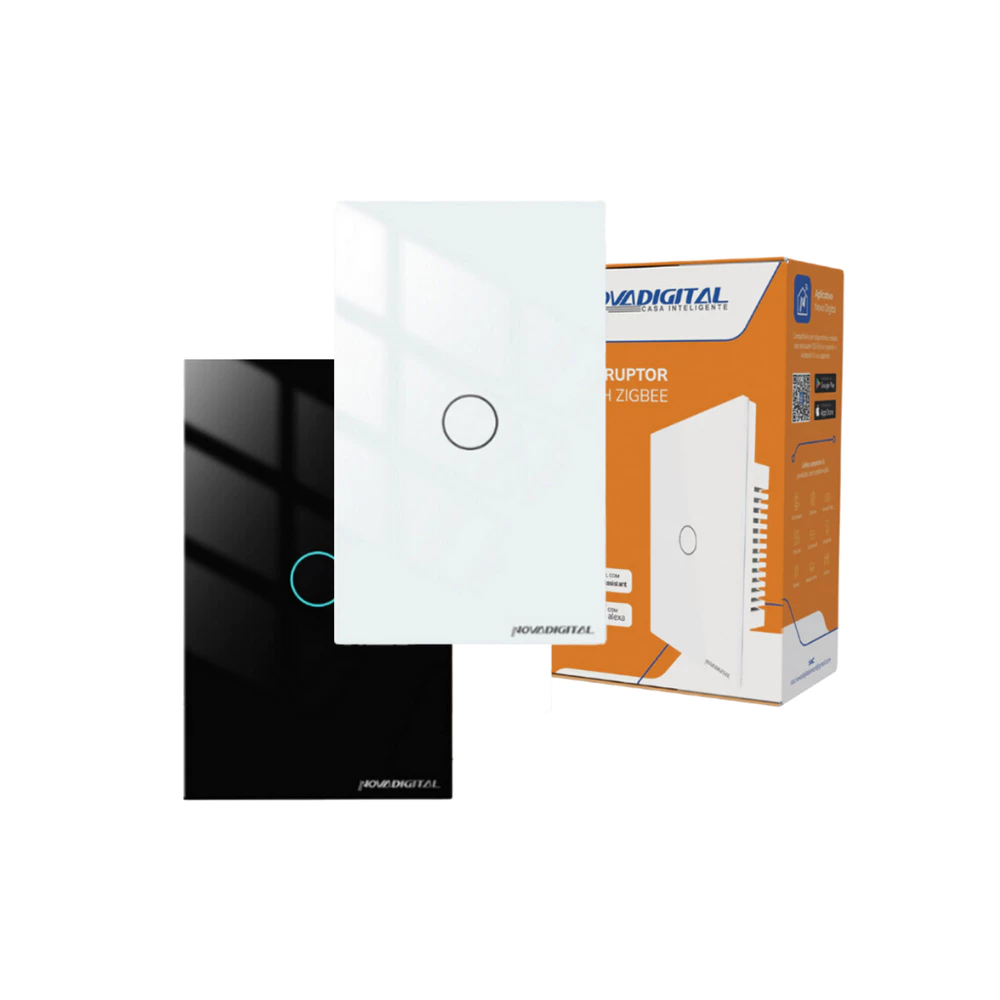 Interruptor Inteligente 1 Botão Zigbee Mesh 4x2 Touch Alexa Google App Smartlife Novadigital Smart
