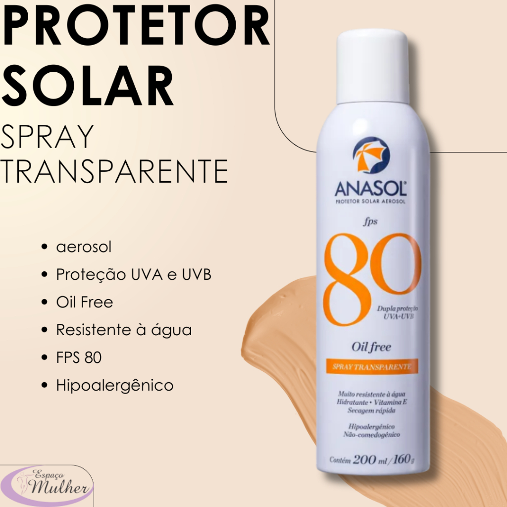 Protetor solar Anasol FPS 80  (Spray transparente) 200ml