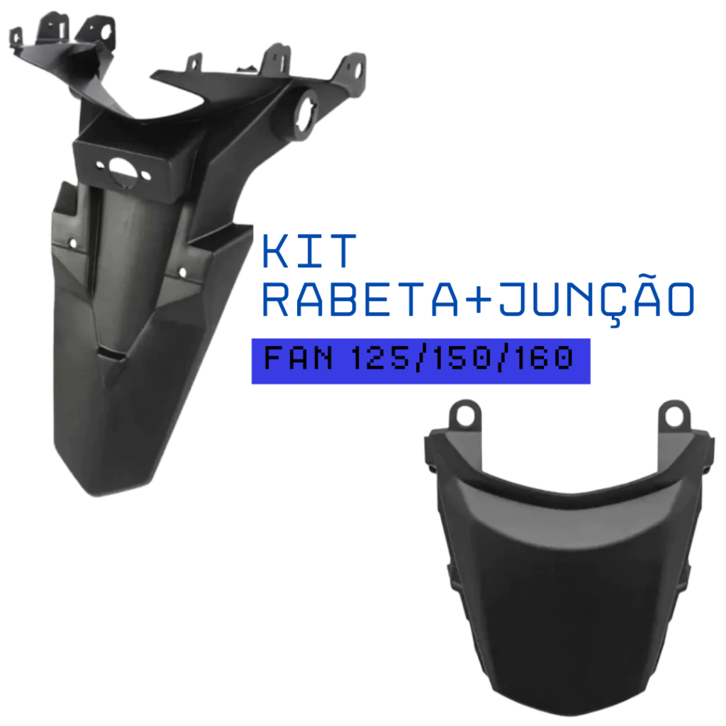 Kit Paralama Traseiro + Rabeta Central FAN 125/150/160 ano 2014 ate 2024 Qualidade Premium
