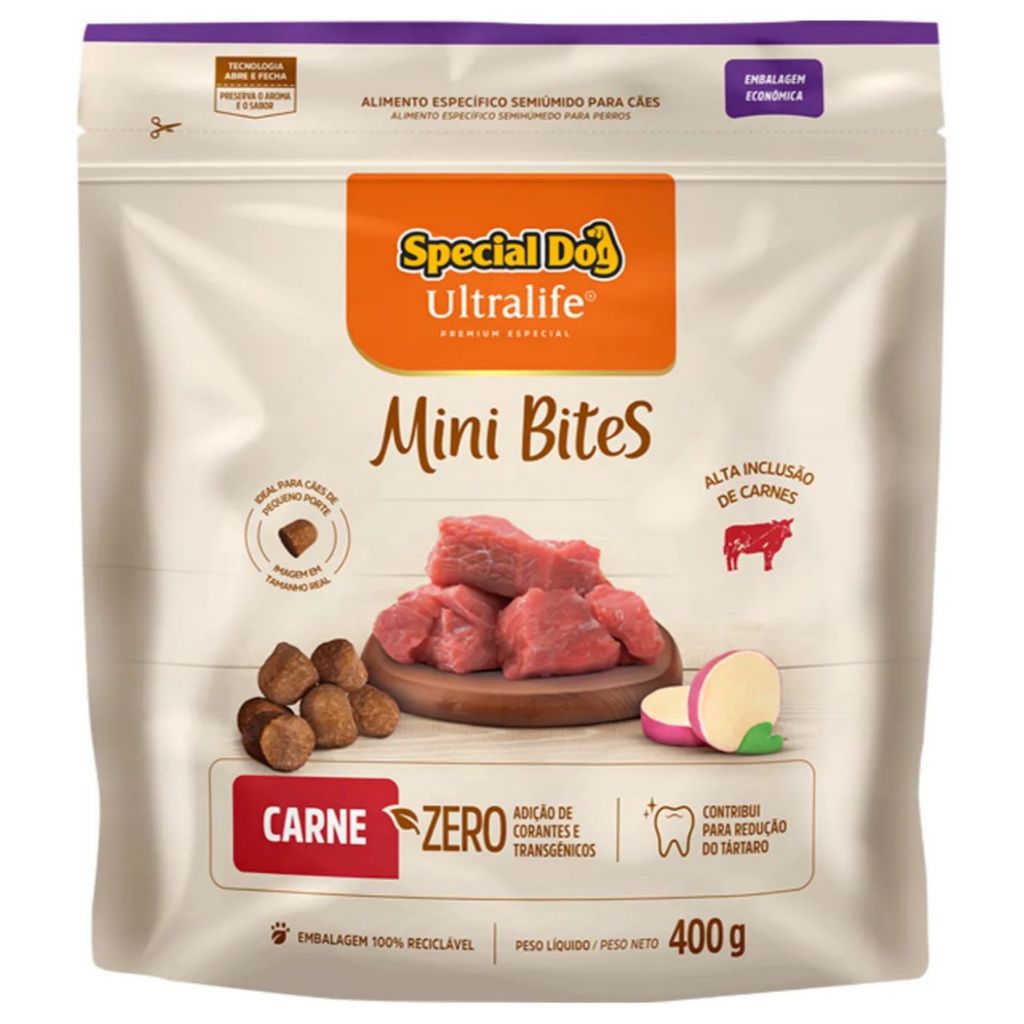 Petiscos Mini Bites Special Dog Ultralife Carne 400g