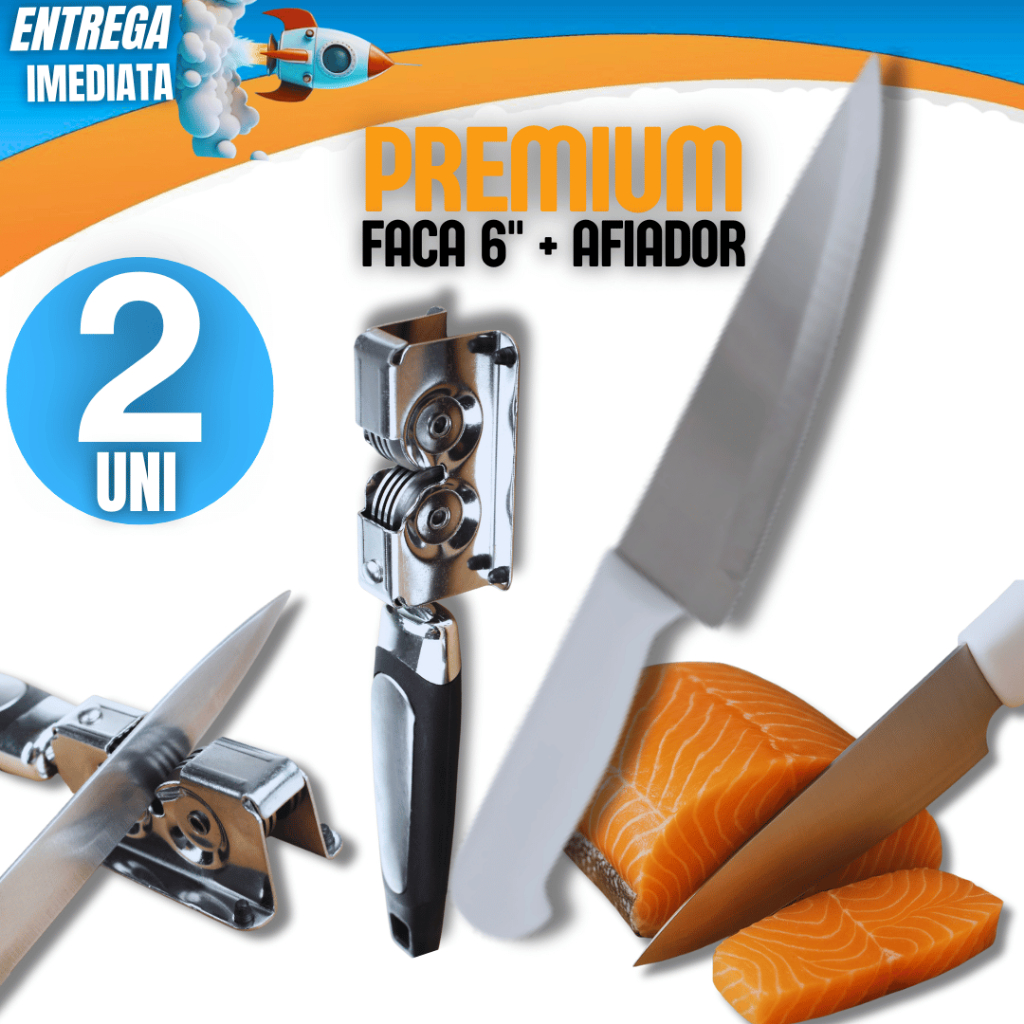 Combo Especial - Amolador e Afiador de Facas + Faca Peixaria 6" variáveis Utilidades Linha Premium Multiuso