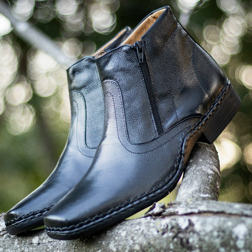 Botina Social Bota Antistress Couro Palmilha Ortopética Gel