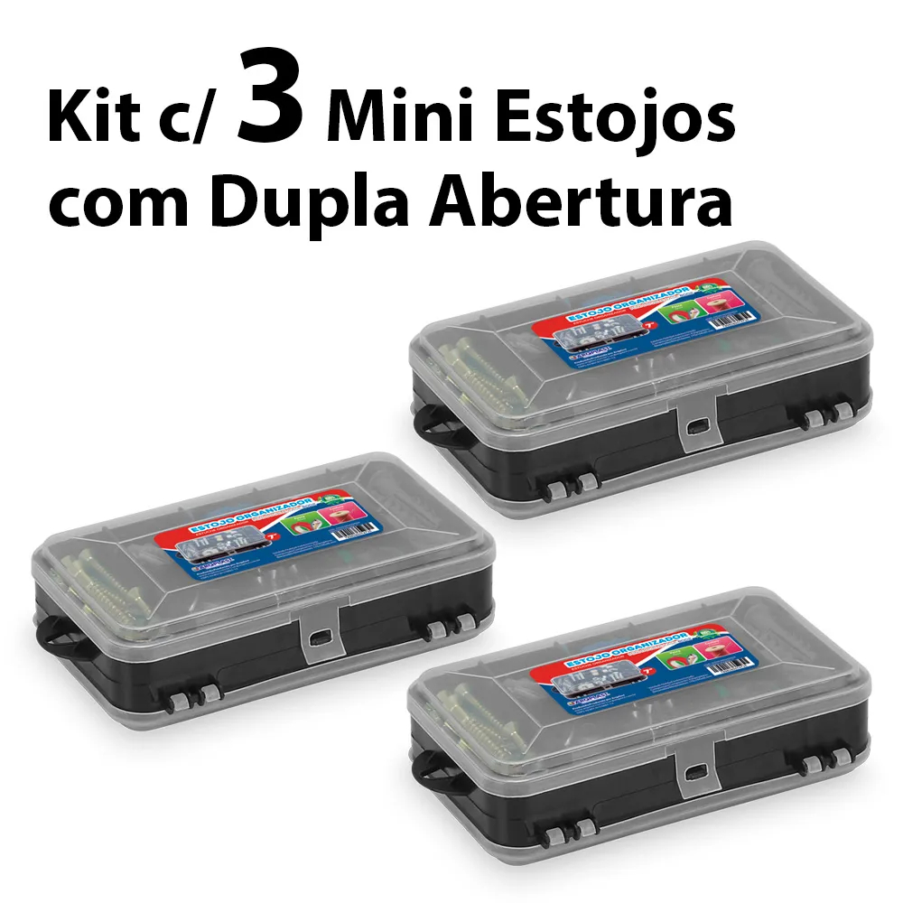 Estojo Organizador Duplo Caixa Ferramentas Parafusos Caixa para pesca anzóis e iscas Caixa para Aviamentos