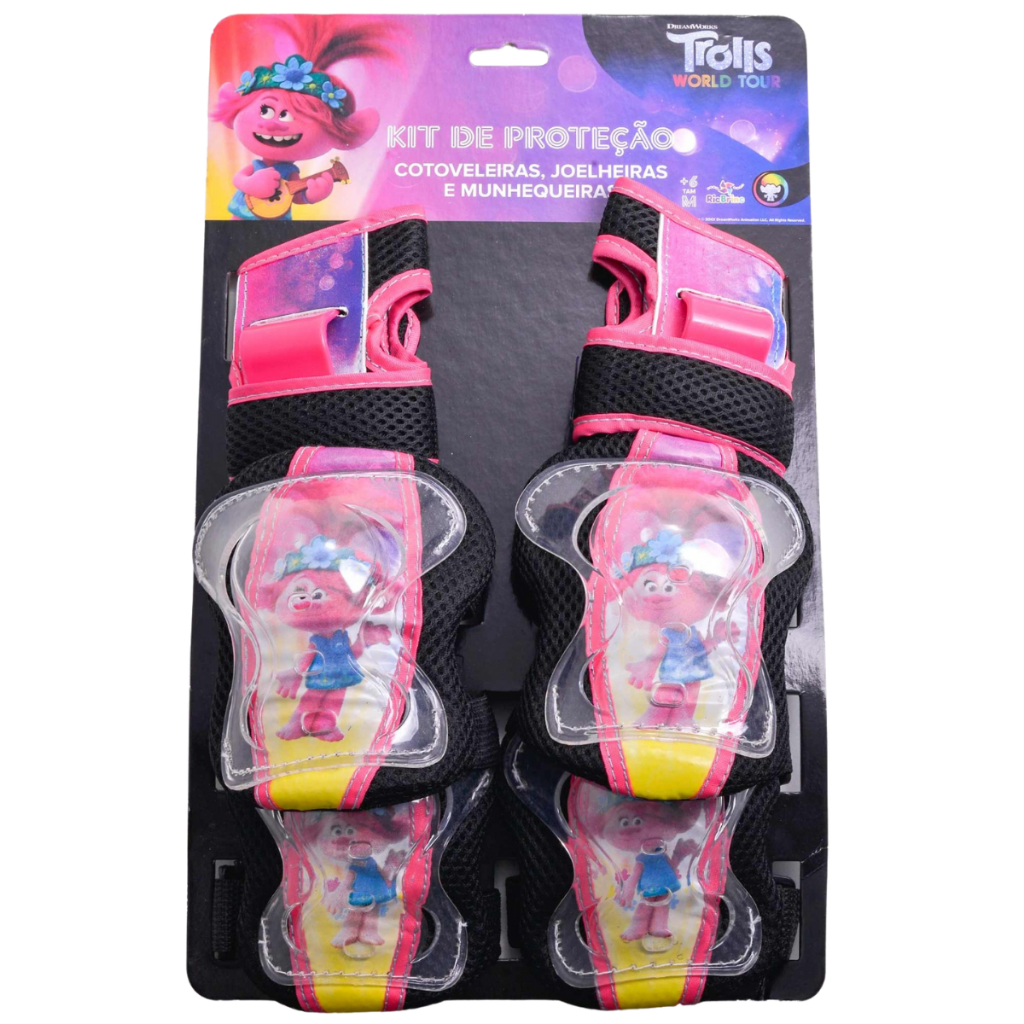 Kit Proteção Trolls Poppy Skate Bike Patins Infantil 6 Peças