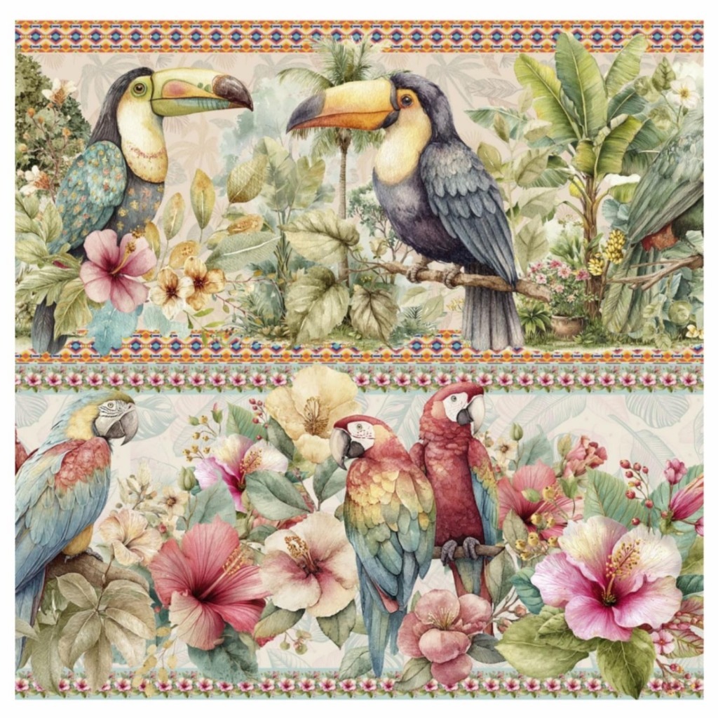 Tricoline Digital Barrado Tropicália 100% Algodão 55x150cm Pano de Prato Toalhas Maria Flor