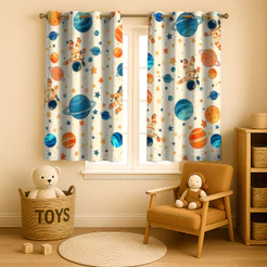 Cortina infantil quarto estampa digital astronauta 2,00x1,50 menino e menina pronta entrega
