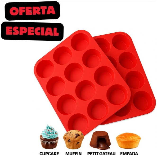 Forma de Silicone para Muffins Cupcake Empada com 12 cavidades em Oferta na Shopee