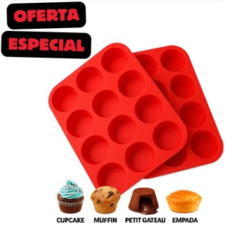 Forma de Silicone para Muffins Cupcake Empada com 12 cavidades em Oferta na Shopee