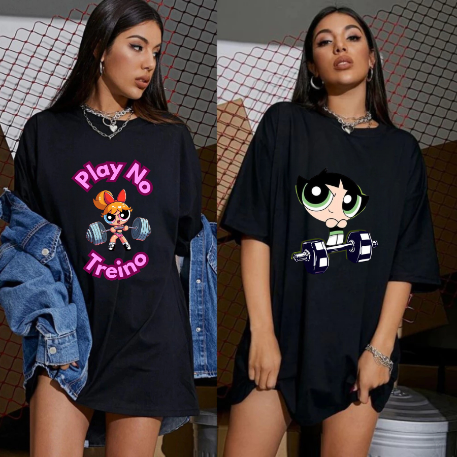 KIT 2 Camisetas De Treino Feminina Blusa Crossfit Academia Gym Oversized