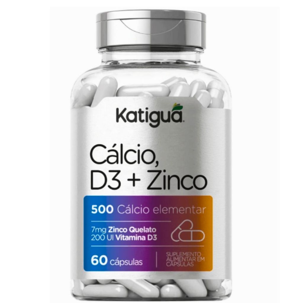 Cálcio  com vitamina D3  E Zinco  Pote com  60 Cápsula