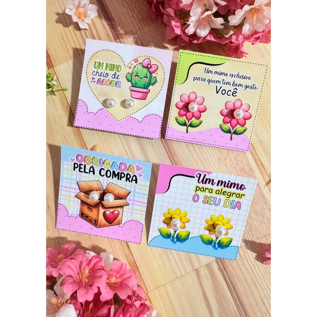 kit Tag com brinco de pérola Mimo delicado para clientes ou presente brindes agradecimento lembrancinha pronta entrega em Oferta na Shopee