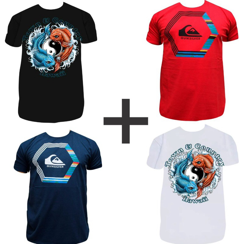 Kit 2 camisetas Quiksilver+2 camiseta Town e country premium 100% Algodão Reforçada