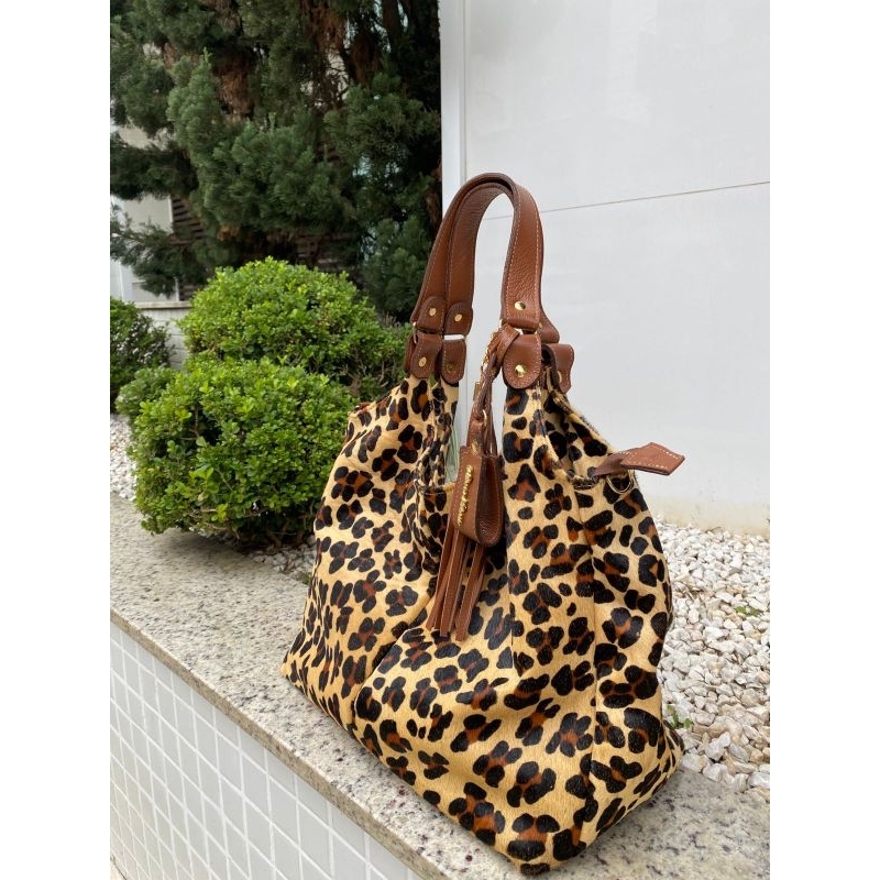 Bolsa sacola luxo Oliver Mour em couro legítimo pelo onça macio