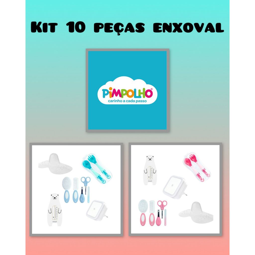 Pimpolho Kit Higiene bebê 10 peças completo Chá Revelação Essencial Azul ou Rosa Escolha!