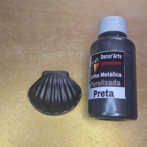 Tinta PRETA metálica preto perolizado - Tinta Para Arte e Artesanato, gesso - 37Ml em Oferta na Shopee