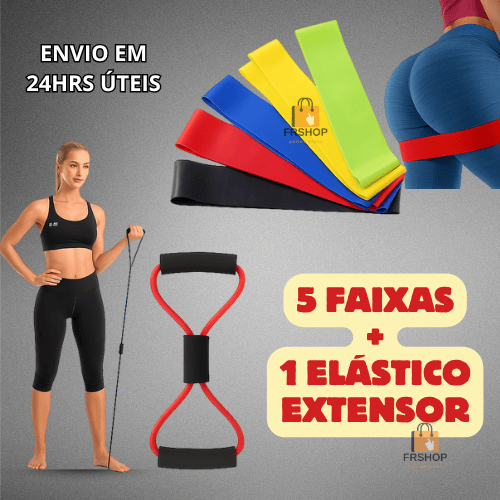 Kit Mini Band Faixa Elástica Para Exercício Ginastica Fisioterapia + Elastico Croos Tube em Oferta na Shopee
