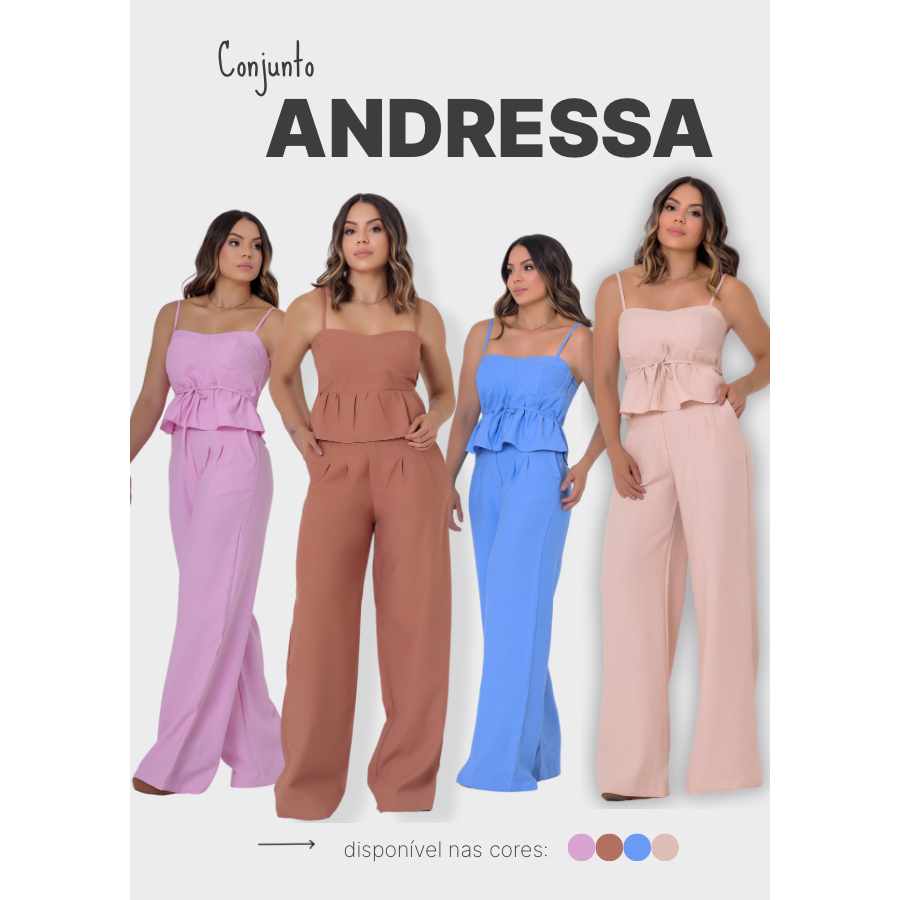 CONJUNTO FEMININO ALFAITARIA CALÇA PANTALONA BLUSA FORRADA ALCINHA REGULAVEL AMARRAÇÃO ELEGANTE CHIQUE LOOK TRABALHO