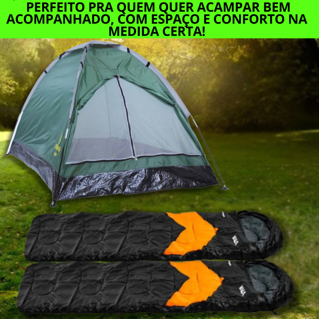 Barraca 2 e 3 Pessoas + Saco De Dormir NTK Nautika P/ Camping Pesca Trilha Retiro Montanha
