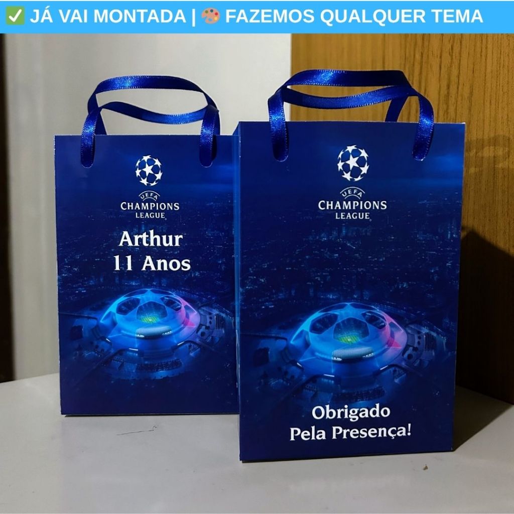 Sacolinha Surpresa Personalizada Champions League Festa Infantil | Lembrancinha Aniversário Temas