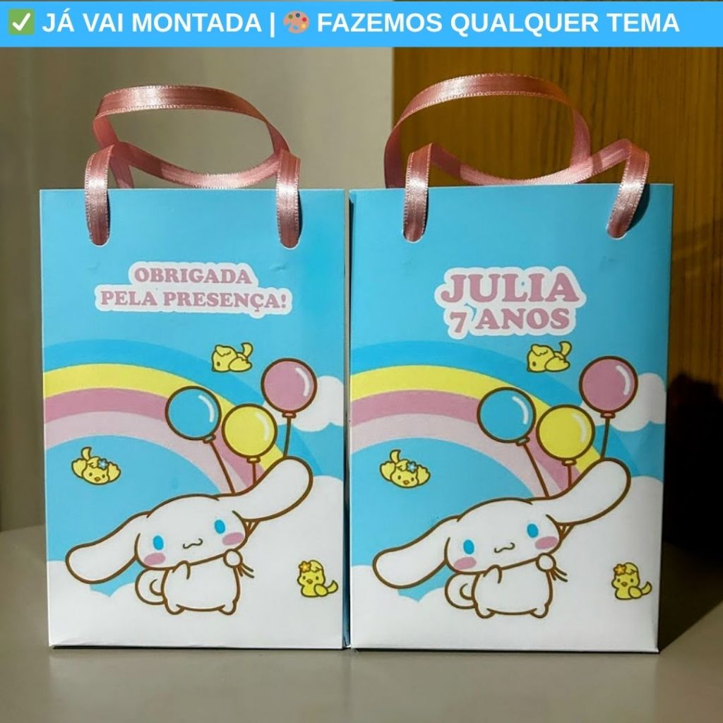 Sacolinha Surpresa Personalizada Cinnamoroll Festa Infantil | Lembrancinha Aniversário Criança Temas