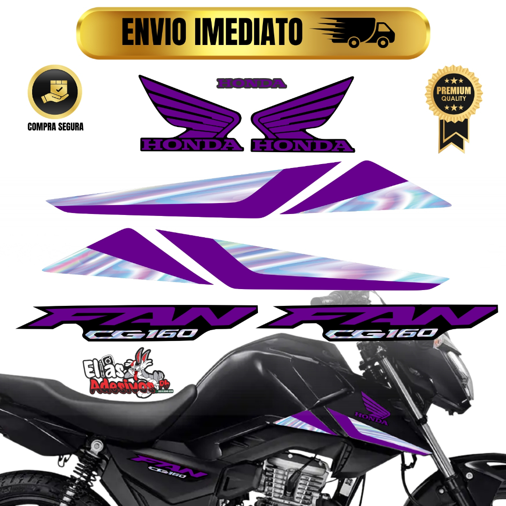 Kit Adesivos Faixas Holográfico Camaleão Lançamento Nova Fan 160 Modelo 2025 Estilo Titan