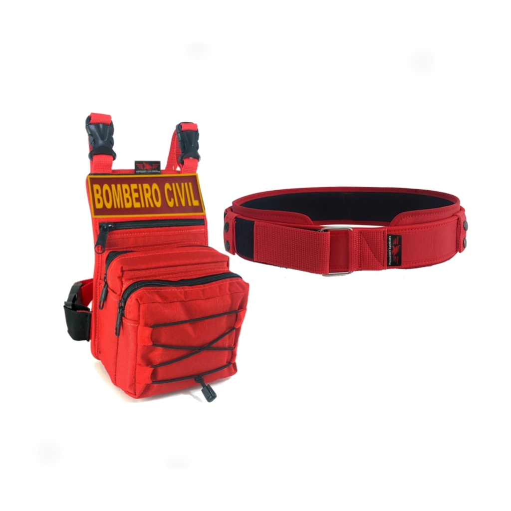 Kit Bombeiro Civil Bornal Tático Com Bolso Duplo + Cinto Guarnição Força Nacional - Desert Coldres