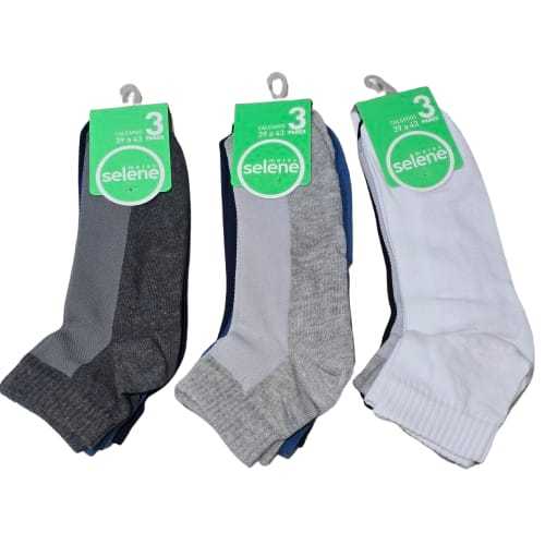 Kit 03 Pares de Meias Esportiva Cano Curto Respirável Selene Tamanho 39 - 43