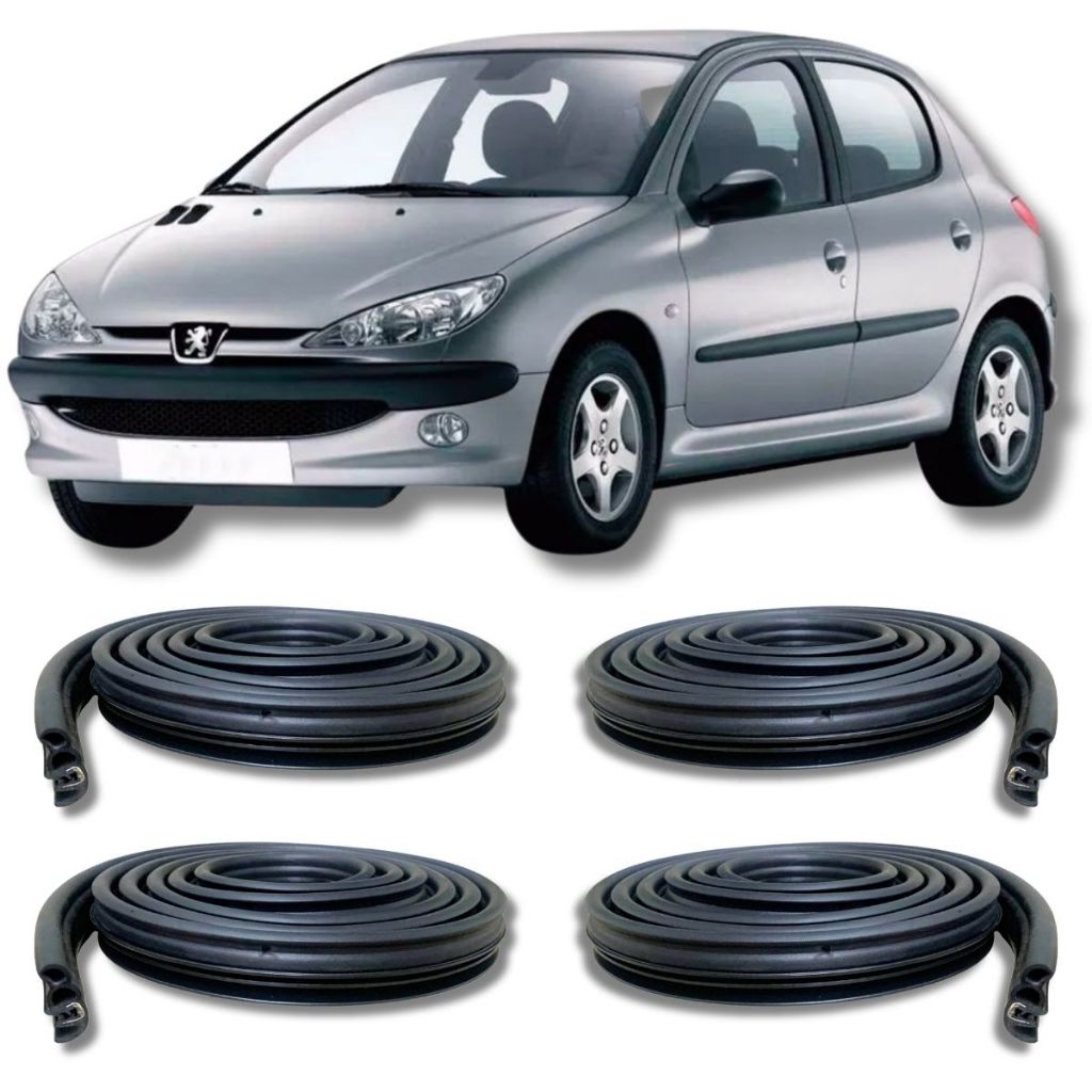 Kit Borracha Vedação 4 Portas Peugeot 206 / 207 / 306  Hatch Veda água Poeira em Oferta na Shopee