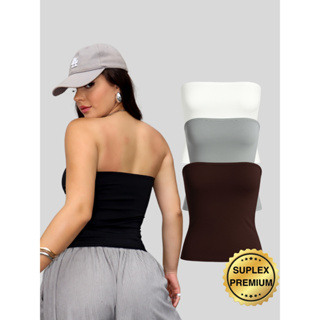 Tube Top Suplex Faixa Blusa Feminino Cropped Tubinho Básico Suplex Blogueira Premium em Oferta na Shopee