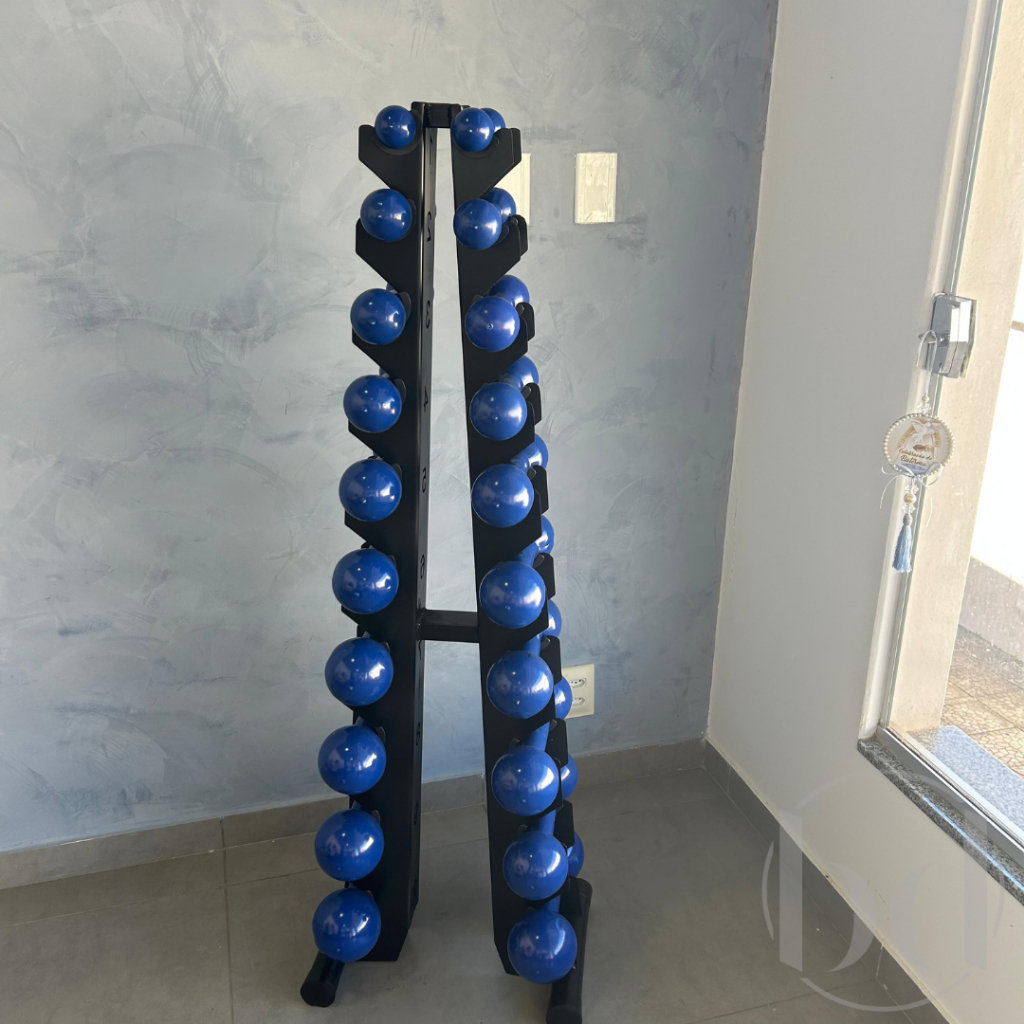 Suporte Organizador Torre Expositor Halter 10 Pares Reforçado Com Numeração Fitness Academia Treino