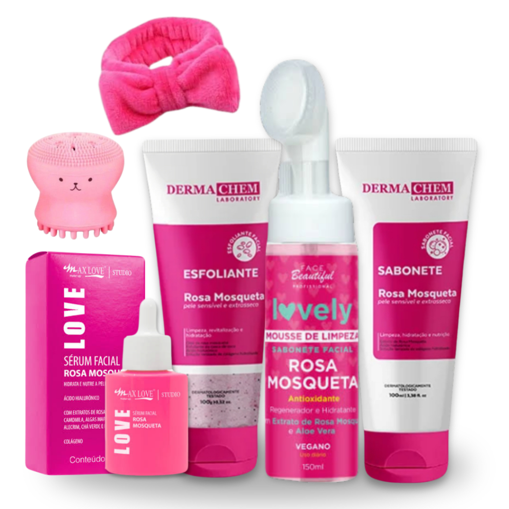 Kit Limpeza Facial Skin Care Clareamento de Manchas Rosa Mosqueta em Oferta na Shopee