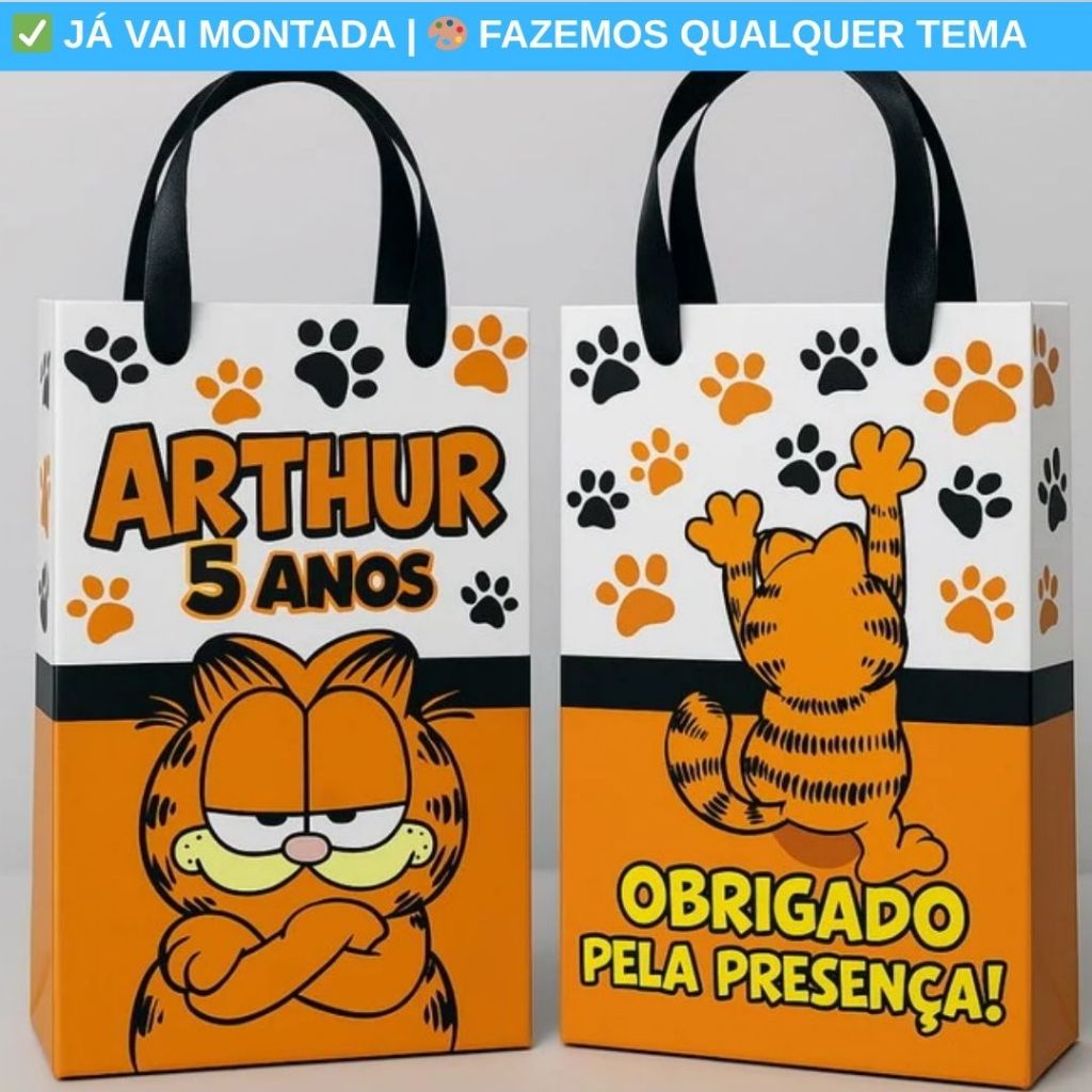 Sacolinha Surpresa Personalizada Garfield Festa Infantil | Lembrancinha Aniversário Criança Temas em Oferta na Shopee