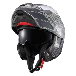 Capacete Texx Kratos Cyber Titânio Fosco Com Óculos Uva/Uvb Escamoteavel Robocop
