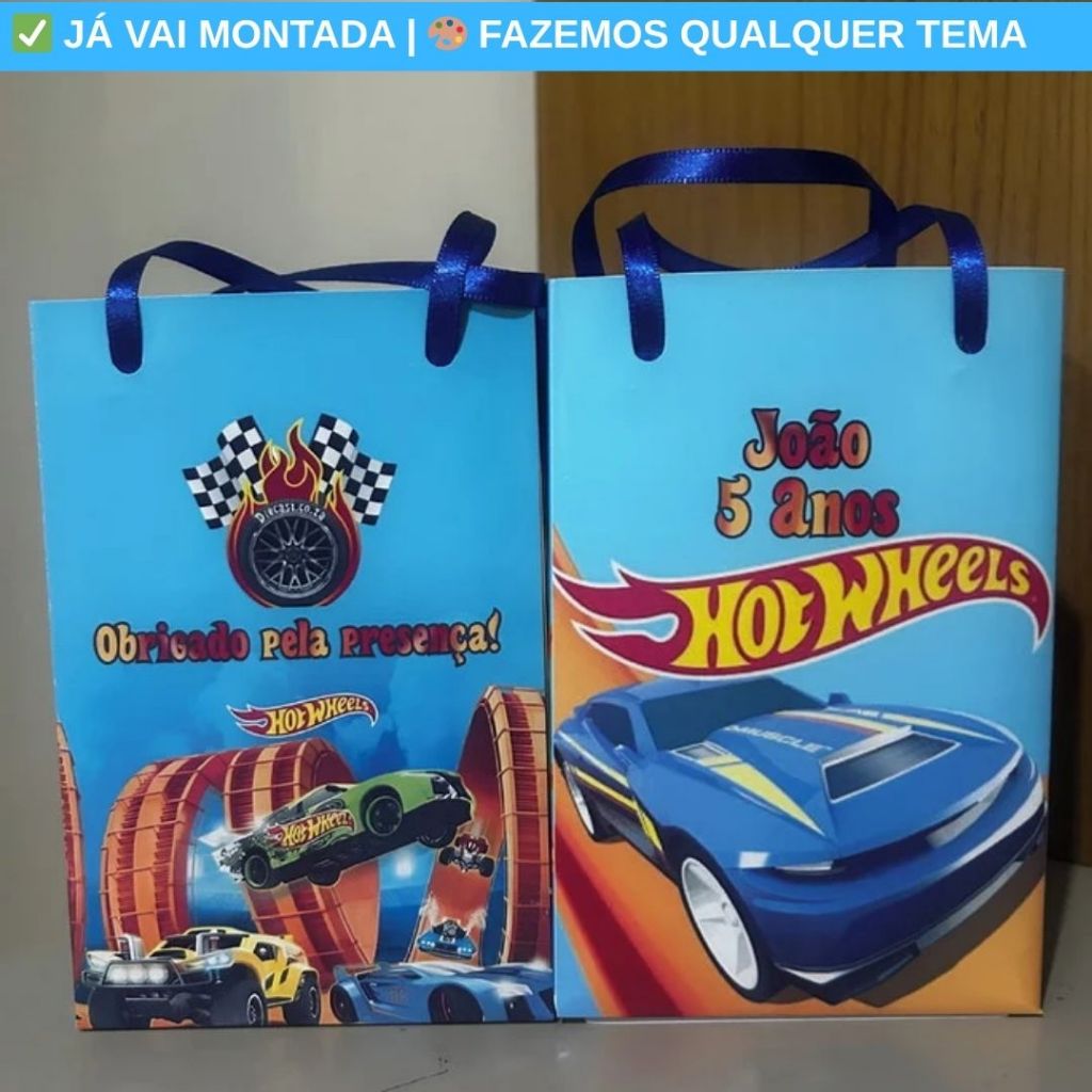 Sacolinha Surpresa Personalizada Hotwheels Festa Infantil | Lembrancinha Aniversário Criança Temas