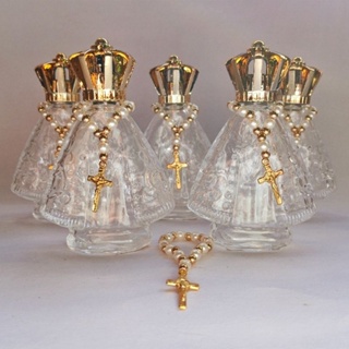 10 Frascos de Vidro Nossa Senhora Aparecida com Mini Terço Lembrancinha para Batizado em Oferta na Shopee
