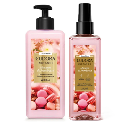 Eudora Instance hidratante + spray perfumado body splash - Macarom de Framboesa