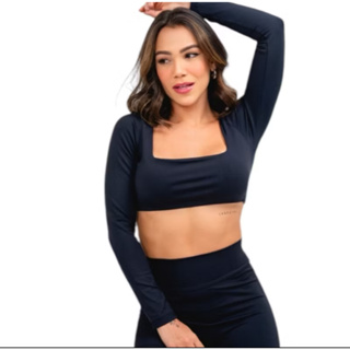 Cropped Decotado Suplex Forrado Manga Longa Inverno em Oferta na Shopee