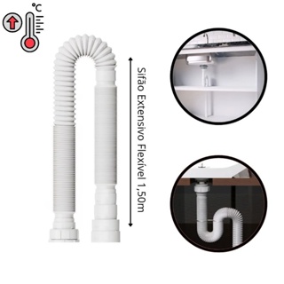 Sifão 1,50m Longo Multiuso Branco Flexível Blukit em Oferta na Shopee