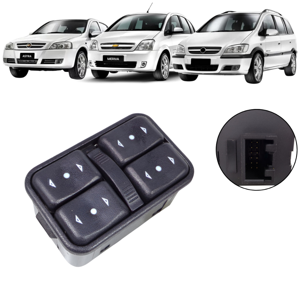 Botão Do Vidro Elétrico Gm Astra Zafira Meriva 1999 A 2012 Dianteiro Esquerdo 4 Portas em Oferta na Shopee