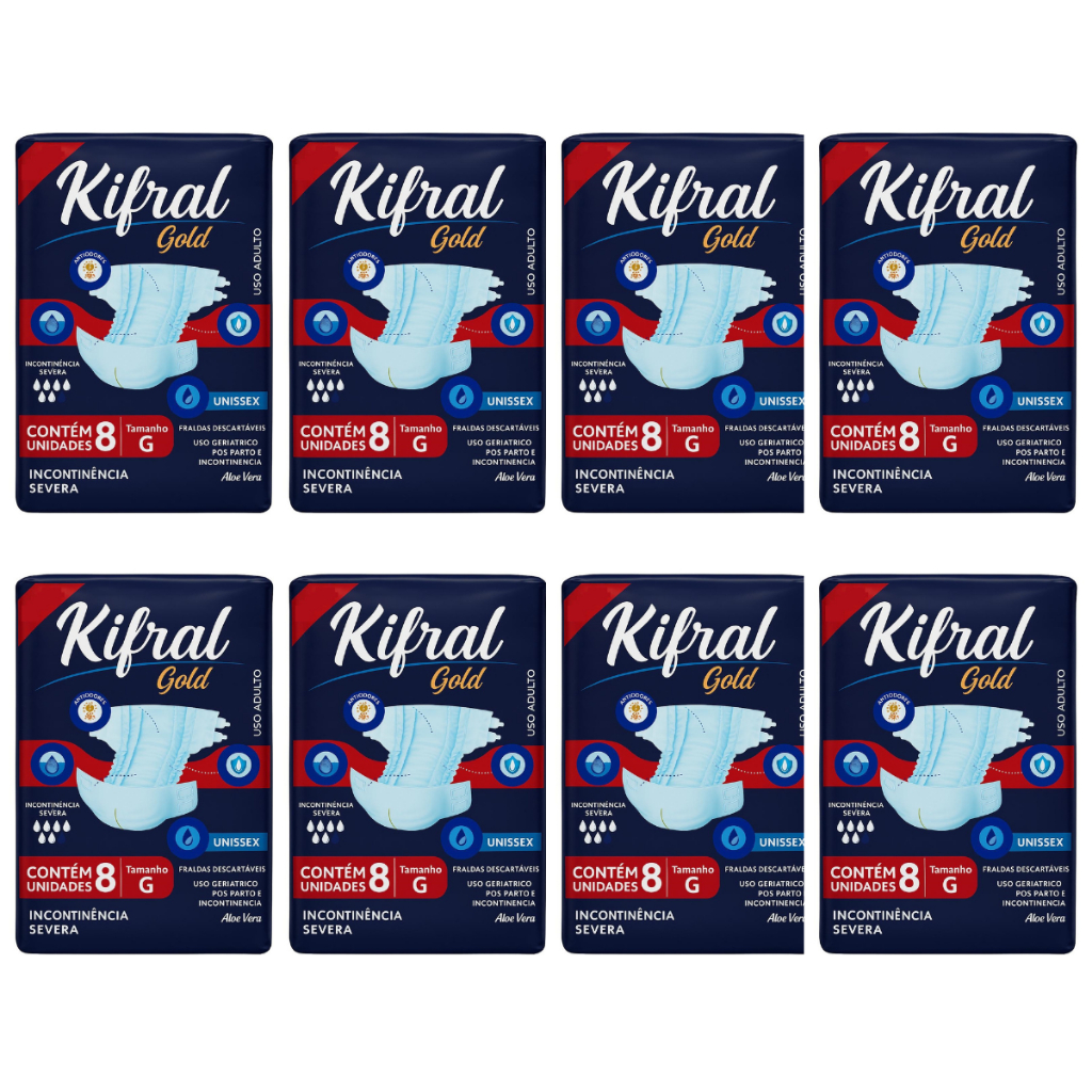 Kit 8 Pct Fraldas Geriátricas Kifral Gold P M G Eg Atacado em Oferta na Shopee