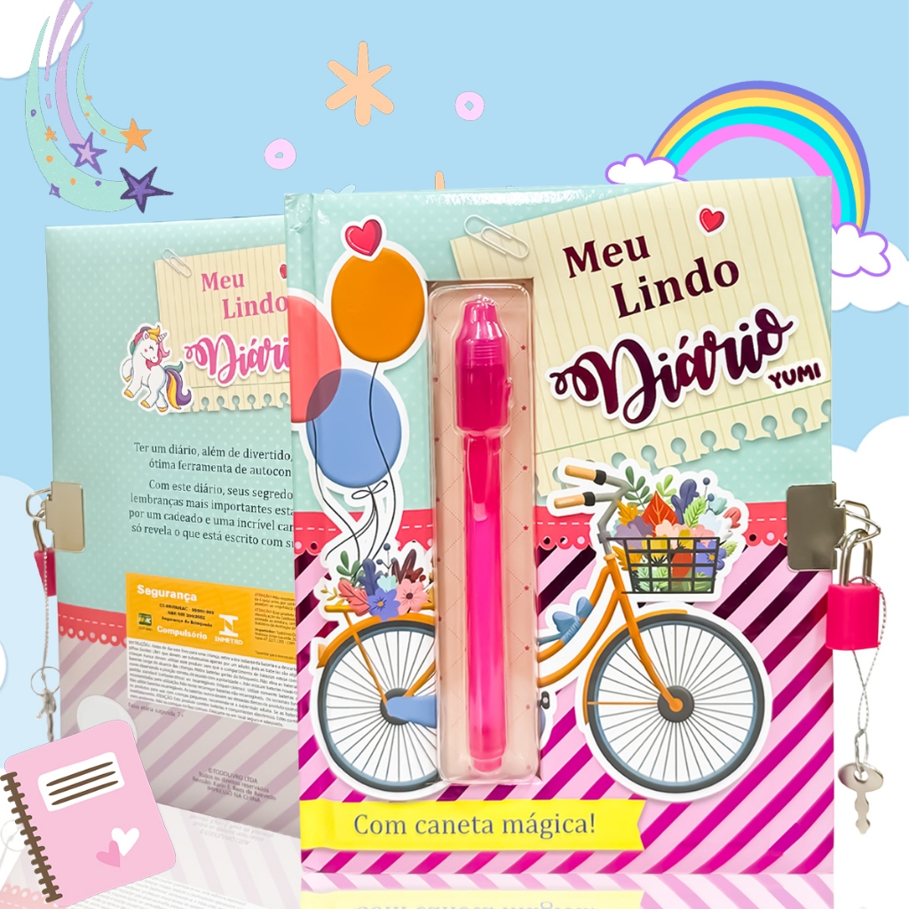 Diário Secreto Infantil Para Meninas Rosa com Caneta Mágica Invisível  - Meu Lindo Diário em Oferta na Shopee