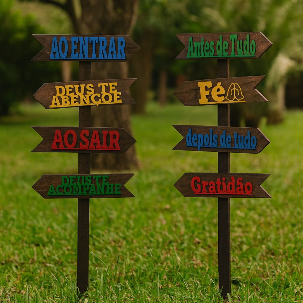 Kit 2 Placas Chão Enfeite De Jardim Madeira Rústica Decoração Edicula Quintal Casa Frases em Oferta na Shopee