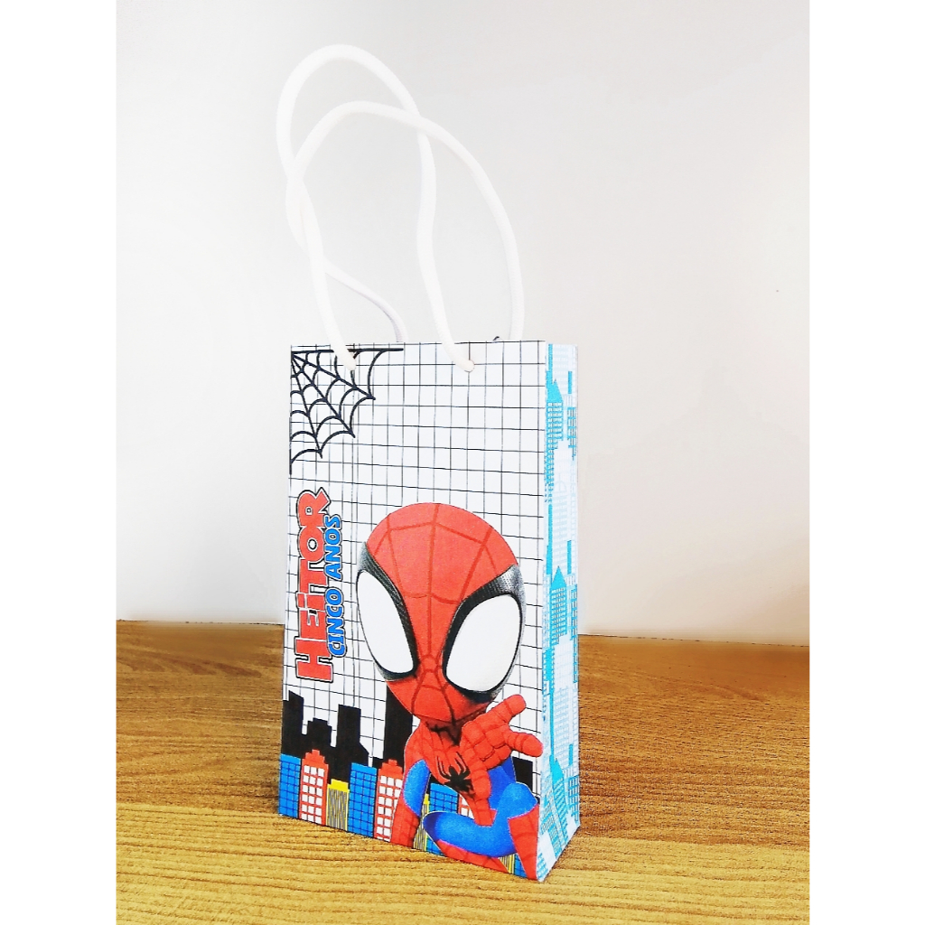 Sacolinha Personalizada Spidey - Lembrancinha Festa Spidey - Aniversário - Bolsinha - Saquinho Surpresa