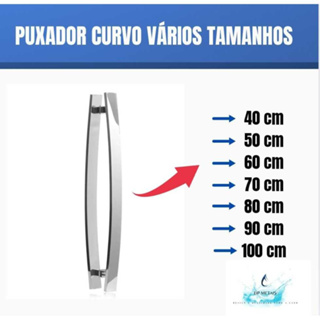 Puxador porta Pivotante 40, 50, 60, 70, 80, 90,100 cm Curvo Para Porta De Madeira ou Vidro em Oferta na Shopee