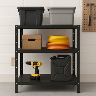 Armário Aço Multiuso 3 Bandejas 60 cm Estante Escritório Casa Cor Preto Fácil Montagem em Oferta na Shopee